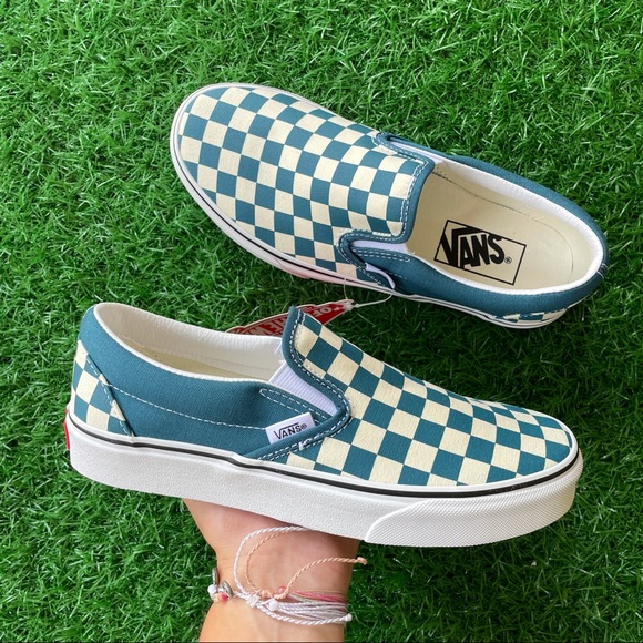 Vans Shoes - Vans Classic Slip On Checkerboard Blue Coral
